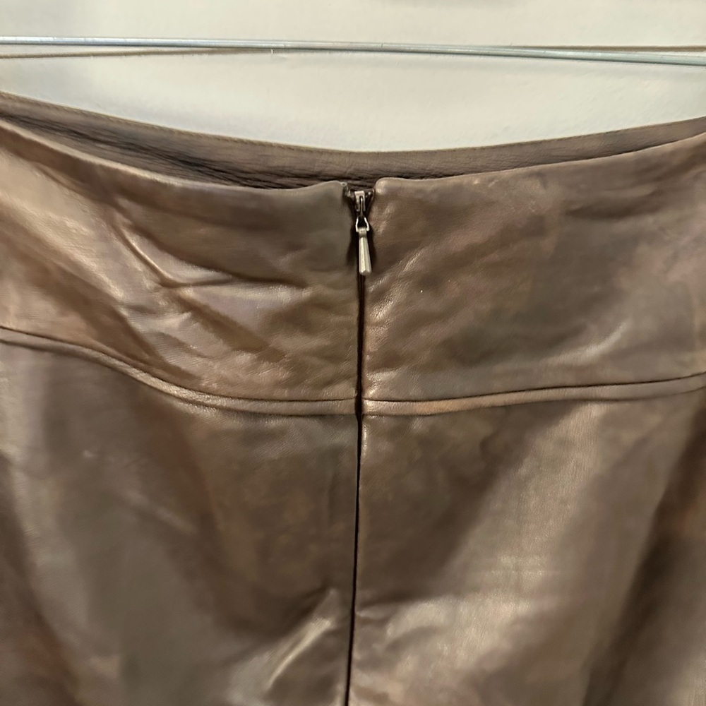 VTG Y2K Z by ZELDA 8 100% Lambs Leather brown midi skirt quiet luxury - Picture 7 of 8